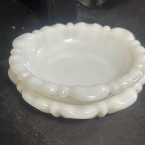 vintage anchor hocking milk glass saucers